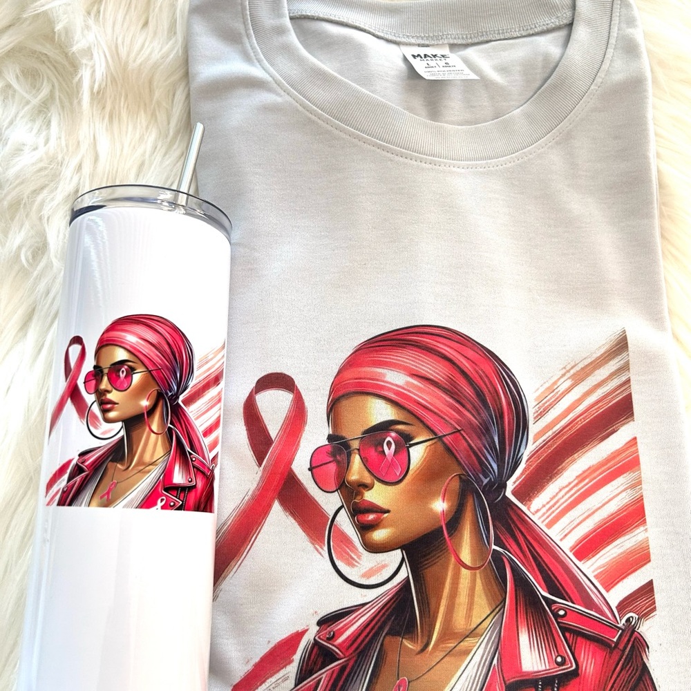 Breast Cancer T shirt and Tumbler